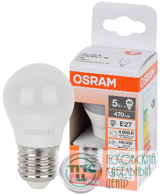 Лампа светодиодная LED Star 5Вт шар 4000К E27 470лм (замена 40Вт) OSRAM 4058075696266