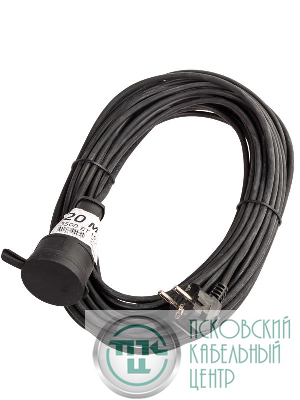 Удлинитель-шнур 1х20м 10А IP44 3500Вт 220-350В КГ 2х1.0мм каучук КОСМОС YSHKsm20m-1g(10A)KG