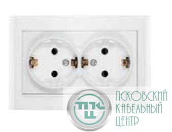 Розетка 2-м СП Бриллиант 16А IP20 с заземл. защ. шторки бел. UNIVersal 7947540