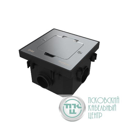 Лючок MultiDesk MDK20 на 2мод. IP44 с монтажной коробкой для бетонных полов серебр. SE MDK20202SC