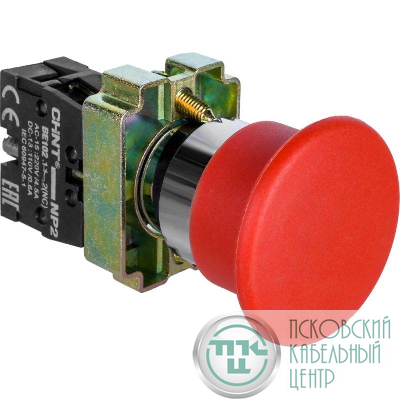Кнопка управления "Грибок" NP2-BC42 d40мм 1НЗ IP40 с самовозвратом без подсветки красн. (R) CHINT 573974