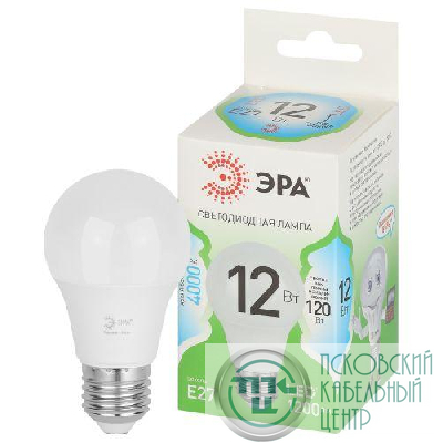 Лампа светодиодная GREEN LINE A60-12W-840-E27 GL 12Вт груша 4000К яркий свет бел. E27 Эра Б0067107