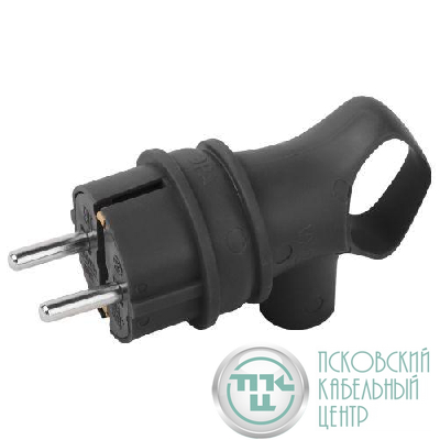 Вилка угловая VX12-B-IP44 16А IP44 с заземл. с кольцом каучук черн. Эра Б0069323