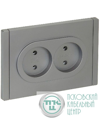 Розетка 2-м СП FORTE&PIANO FP526 10А без заземл. без защ. шторок безвинт. крепл. сталь IEK FP-R20-10-1-K46