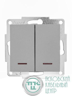 Выключатель 2-кл. 1п СП Vesna 10А IP20 с индикацией механизм платина LEZARD 742-3588-112