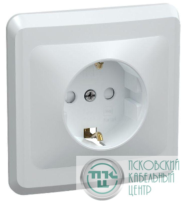 Розетка 1-м СП Вега РСш10-3-ВБ с заземл. контактом и защ. штор 16А бел. GENERICA ERV14-K01-16-DM
