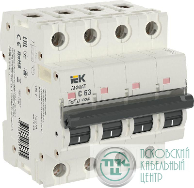Выключатель автоматический модульный 4п C 63А M06N ARMAT IEK AR-M06N-4-C063