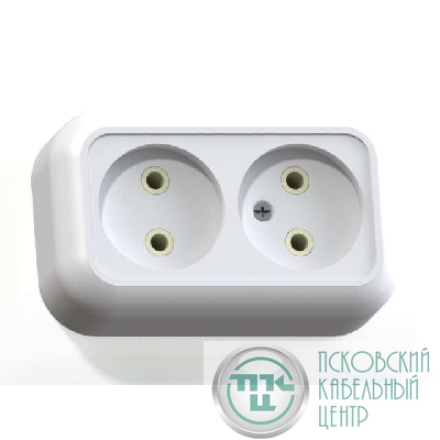Розетка 2-м ОП Валентина РА10-382 10А IP20 бел. Кунцево 5416