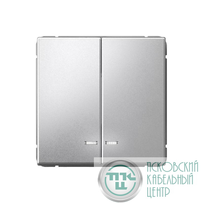 Выключатель 2-кл. ArtGallery (сх. 5а) 10AX с подсветкой механизм алюм. SE GAL000353