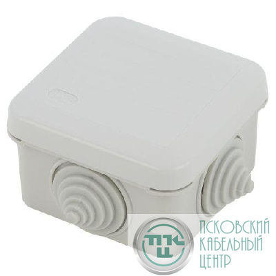 Коробка распаячная KORz-70-70-40-4gv открытой установки 70х70х40мм защелк. крышка 4 вставл. сальника IP55 Эра Б0055758