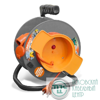 Удлинитель на катушке 1х30м без заземл. 10А IP44 У10-028 ПВС 2х0.75 термозащита с выносн. розеткой UNIVersal 9633262