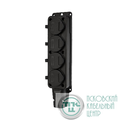 Розетка штепсельная четырехместная влагозащ. с/з 16А IP54 каучук Rexant 111-114