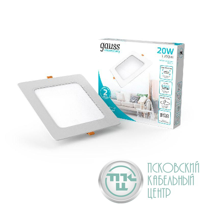 Светильник Elementary Downlight 20Вт 4000К IP20 1700лм 170-260В 170х26 квадрат монтаж бел. LED GAUSS 998420218