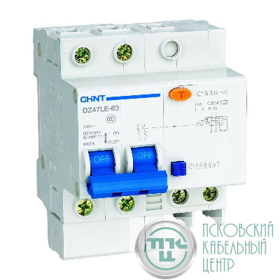 Выключатель автоматический дифференциального тока 2п C 40А 30мА тип AC 6кА DZ47LE-63 CHINT 199657