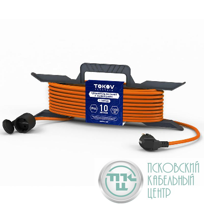 Удлинитель-шнур на рамке 1х10м с заземл. 6А IP44 3х0.75 с защ. крышкой TOKOV ELECTRIC TKE-SR10-075-Z