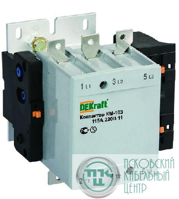 Контактор КМ-103 115А 220В AC3 1НО+1НЗ DEKraft 22150DEK