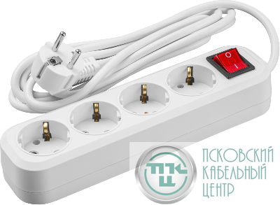 Удлинитель 4х2м с заземл. 16А IP20 90 808 OPE-S-04-200-ESC-3x1 с кнопкой бел. ОНЛАЙТ 90808