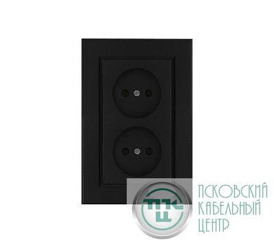 Розетка двойная без заземления Karea черн. Makel 56054017