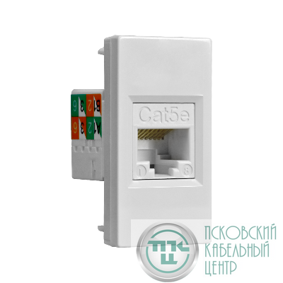Розетка компьютерная 1-м W45 RJ45 кат.5E 45х22.5 R9003 бел. SchE RIN-145K5E-B