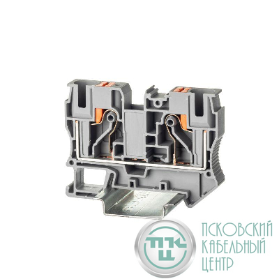 Клемма проходная зажим push-in 2 точки подключения 10кв.мм сер. DKC VPR-10-GY