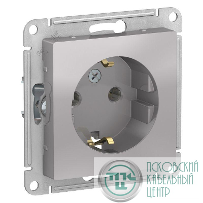 Розетка 1-м СП AtlasDesign 16А IP20 с заземл. механизм алюм. SE ATN000343