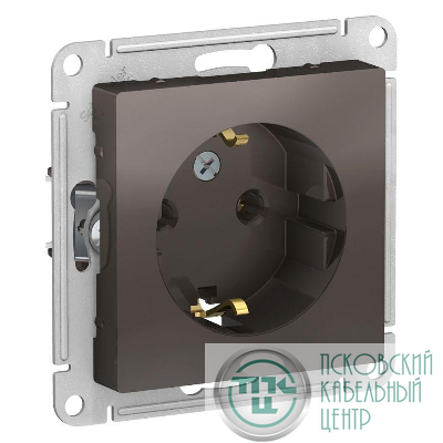 Розетка 1-м СП AtlasDesign 16А IP20 с заземл. механизм мокко SE ATN000643