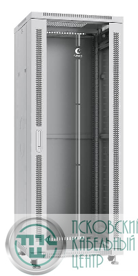 Шкаф монтажный телекоммуникационный напольный SH-05C-32U60/60 19дюйм для распред. и серверн. оборудования 32U 600х600х1610мм передн. стеклян. и задн. сплошн. метал. двери ручка с замком сер. (RAL 7035) Cabeus 7046c