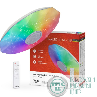 Светильник светодиодный COMFORT DIAMOND-MUSIC-RGB 75Вт 3000-6500К 6000лм 230В 500х100мм с пультом ДУ IN HOME 4690612044590