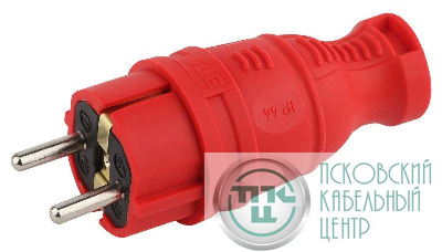 Вилка прямая V8-RED-IP44 16А IP44 з/з каучук красн. Эра Б0044547