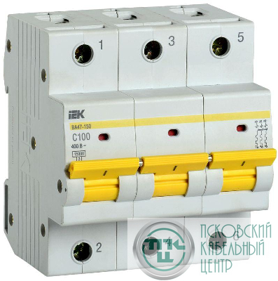 Выключатель автоматический модульный 3п C 100А 15кА ВА47-150 IEK MVA50-3-100-C