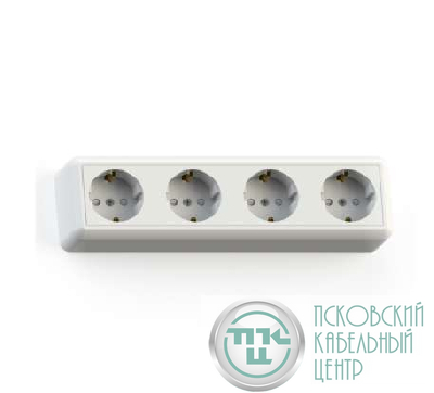 Розетка 4-м ОП Оптима РА16-403 16А IP20 с заземл. защ. шторки с монтаж. пластиной сл. кость Кунцево 8051