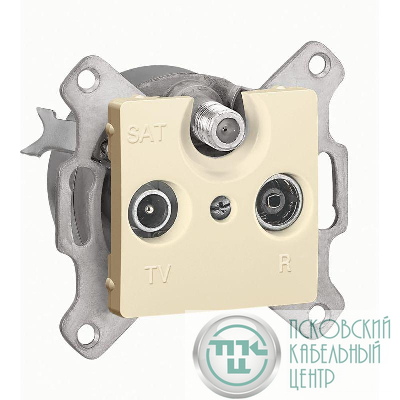 Розетка телевизионная оконечная TV/FM/SAT 1-м СП Cariva 10/14дБ 2150МГц механизм сл. кость Leg 773737