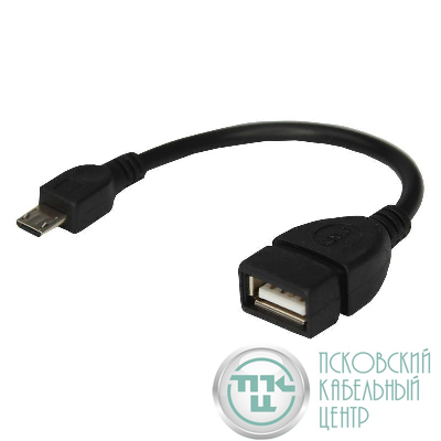 Кабель USB OTG micro USB на USB шнур 0.15м черн. Rexant 18-1182