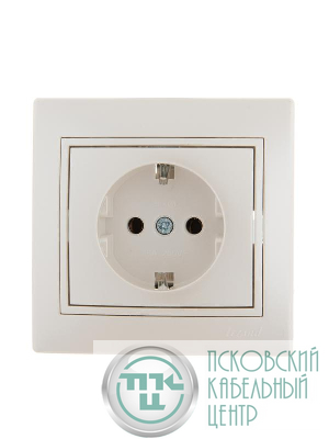 Розетка 1-м СП Mira 16А IP20 с заземл. со вставкой керамика жемчуж./бел. перламутр. LEZARD 701-3030-122