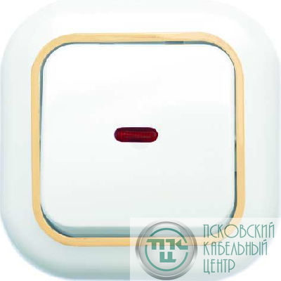 Выключатель 1-кл. СП Валентина 10А IP20 С16-068 с индикацией бел./зол. Кунцево 7646