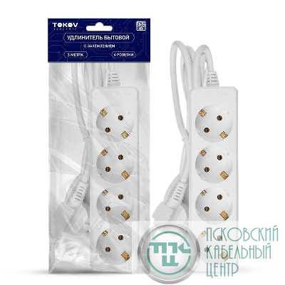Удлинитель 4х3м с заземл. 16А 3х1 TOKOV ELECTRIC TKE-C01-BU4-3-1-Z