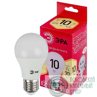 Лампа светодиодная RED LINE LED A60-10W-827-E27 R 10Вт A60 груша 2700К тепл. бел. E27 Эра Б0049634