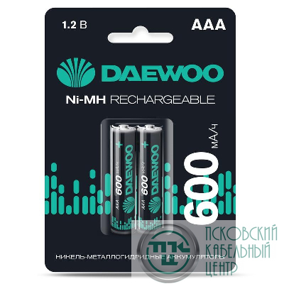 Аккумулятор AAA/HR03 1.2В 600мА.ч Ni-MH BL-2 (уп.2шт) DAEWOO 5043114
