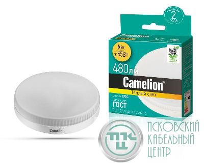 Лампа светодиодная LED6-GX53/830/GX53 6Вт 220В Camelion 13542