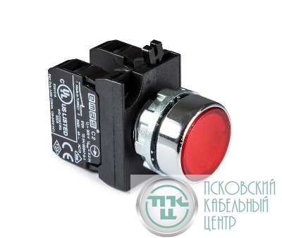 Кнопка с подсветкой-светодиод CM162DК (1НО+1НЗ) красн. EMAS CM162DK