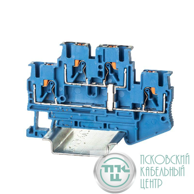 Клемма двухуровневая зажим push-in 4 точки подкл. с перемычкой между уровнями 2.5кв.мм син. DKC VPRTT-2.5-PV-BU
