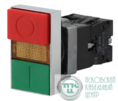 Кнопка управления LAY5-BW8465 I-O сдвоенная с подсветкой BBD40-BW-K51E ЭРА Б0045628
