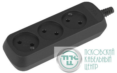 Колодка удлинителя 3-м без заземл. черн. KX-3-B Эра Б0061683