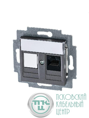 Розетка компьютерная Levit RJ45 кат.5E с заглушкой сталь ABB 2CHH295117A6069