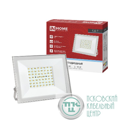 Прожектор светодиодный СДО-7 70Вт 6500К IP65 230В бел. IN HOME 4690612064383
