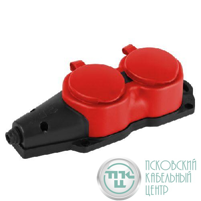 Колодка 2-м с заземл. 16A IP44 KX-2e-RED-IP44 каучук. красн. Эра Б0068443