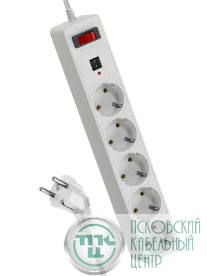 Удлинитель с сетевым фильтром 5х1.8м с заземл. 10А IP20 2.2кВт 2хUSB 3х0.75 с предохранителем КОСМОС FKsm1.8m-5g(W)USB