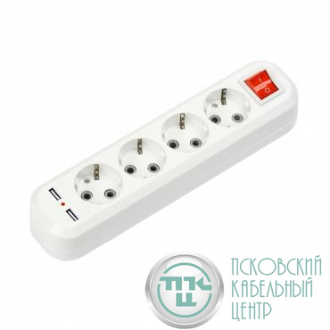 Колодка 4м УЗВ-4USB-GRAND с выключателем и заземлением 2хUSB 5340 IN HOME 4690612043081