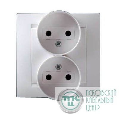 Розетка 2-м СП Simon15 16А IP20 250В без заземл. винт. клеммы бел. Simon 1590457-030