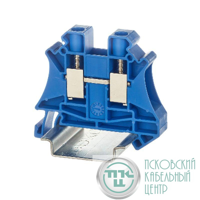 Клемма проходная винтовой зажим 2 точки подключения 10кв.мм син. DKC TUR-10-BU